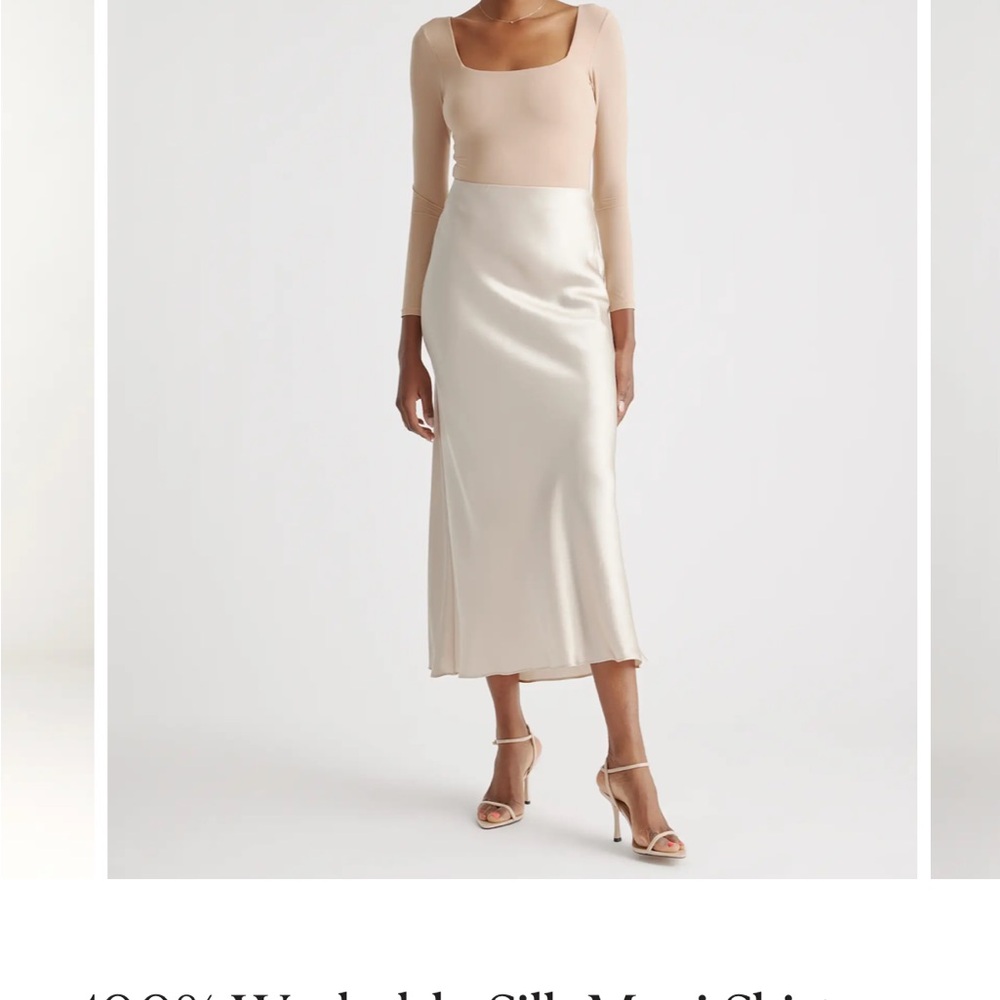 Quince Cream Midi Slip Skirt
